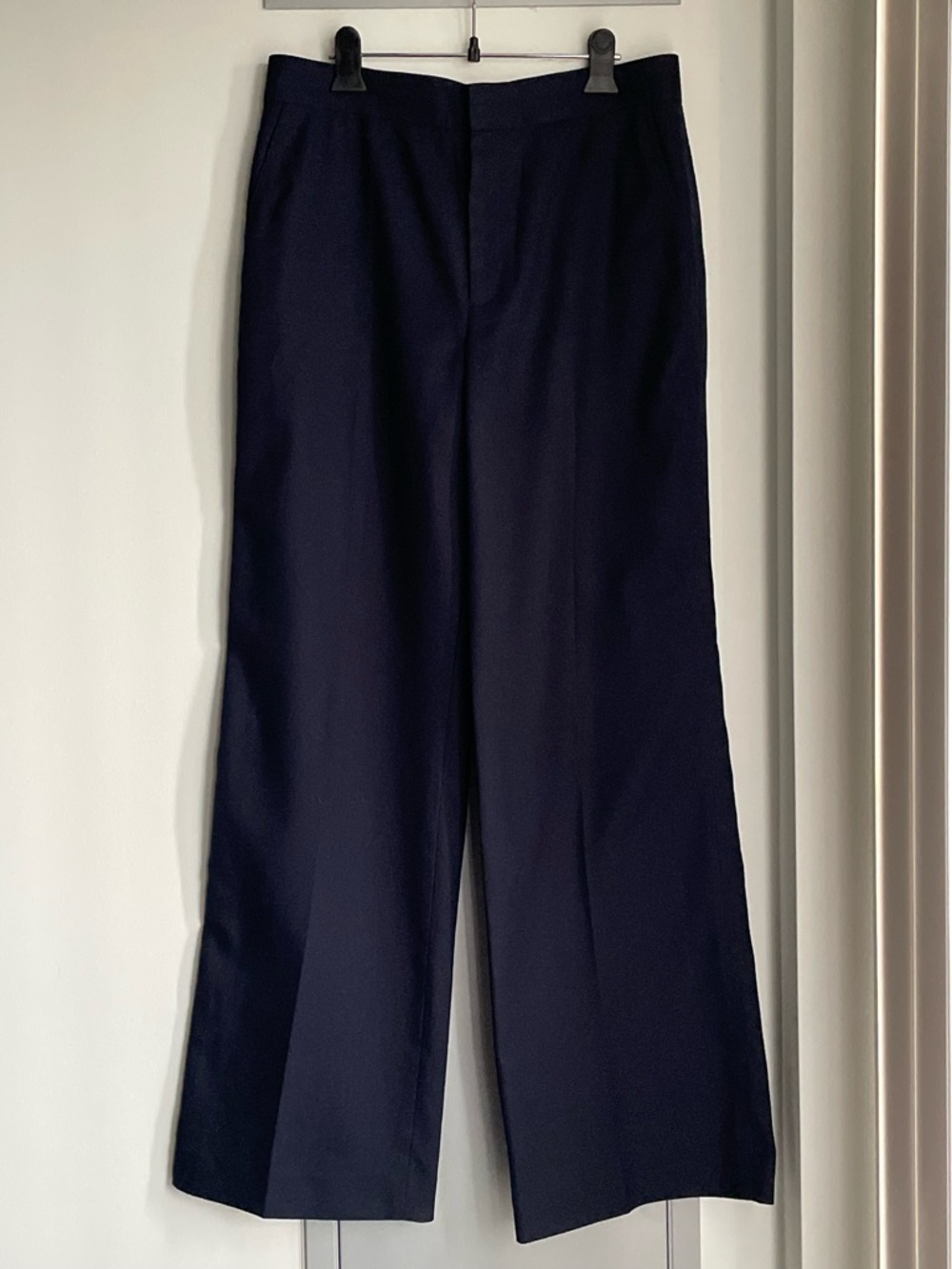 CLUB MONACO Navy Textured Wide Leg Trouser Pants